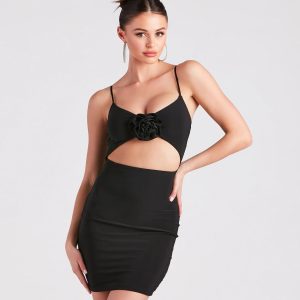 Sweet Statement Rose Cutout Mini Dress