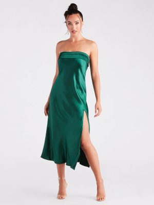 Silky And Chic Satin Midi Slip Dress