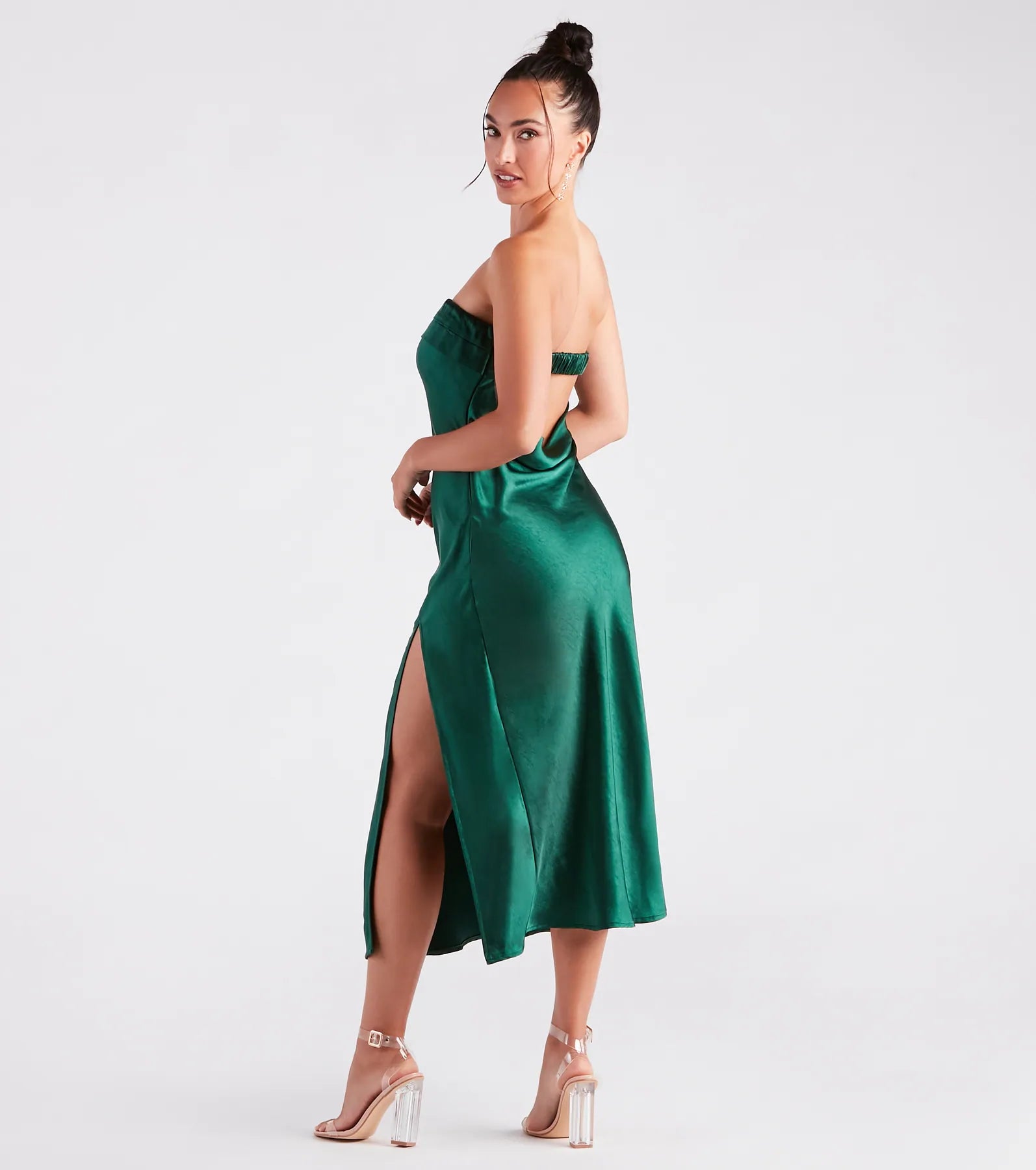 Silky And Chic Satin Midi Slip Dress - Image 2