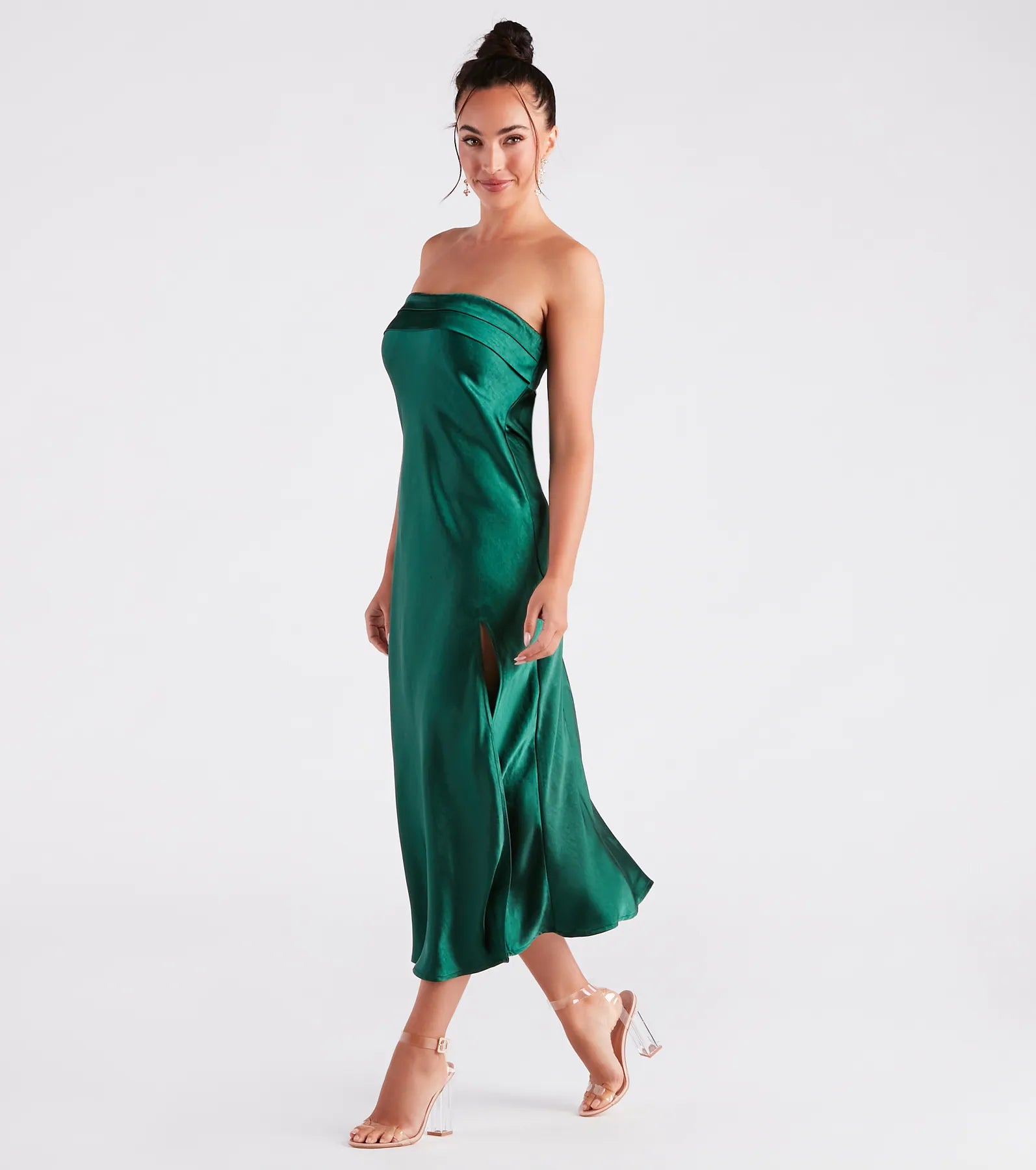 Silky And Chic Satin Midi Slip Dress - Image 3