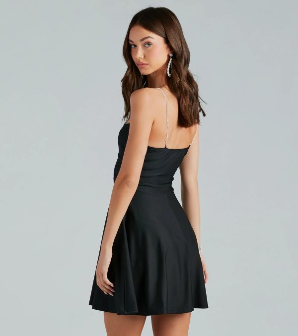 Bling Fling Satin Rhinestone Skater Dress - Image 2