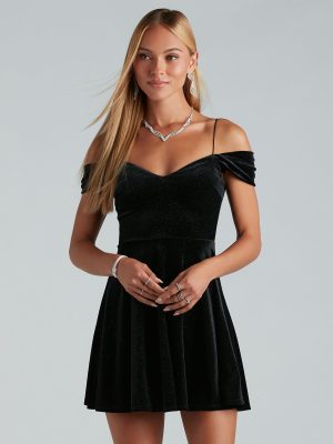 Nothing But Sparkles Velvet Glitter Short Dress