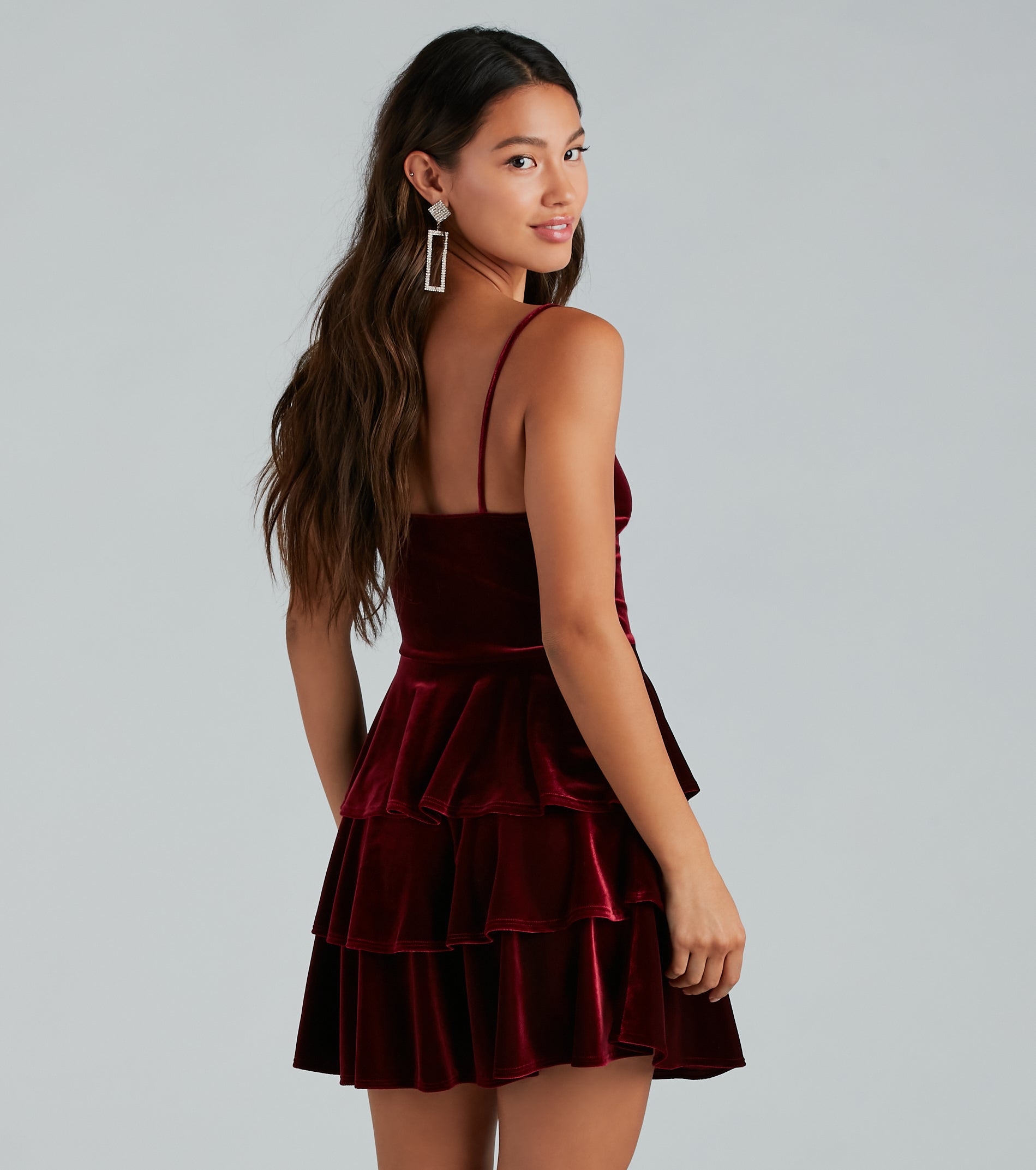 Sashay Away Velvet Ruffle Skater Dress - Image 2