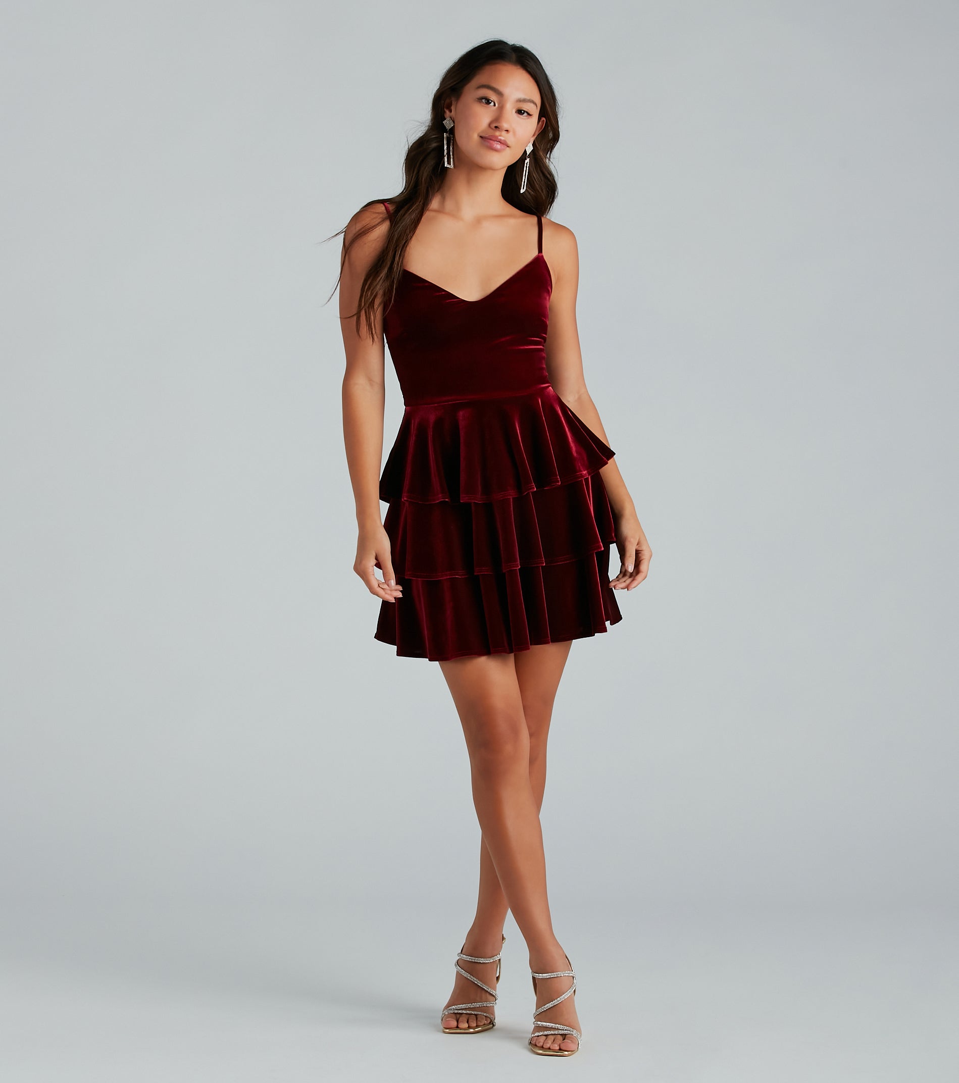 Sashay Away Velvet Ruffle Skater Dress - Image 3