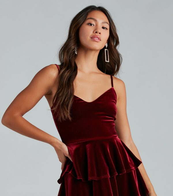 Sashay Away Velvet Ruffle Skater Dress - Image 4