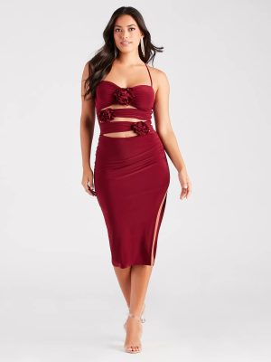 Rose So Sweet Halter Cutout Midi Dress