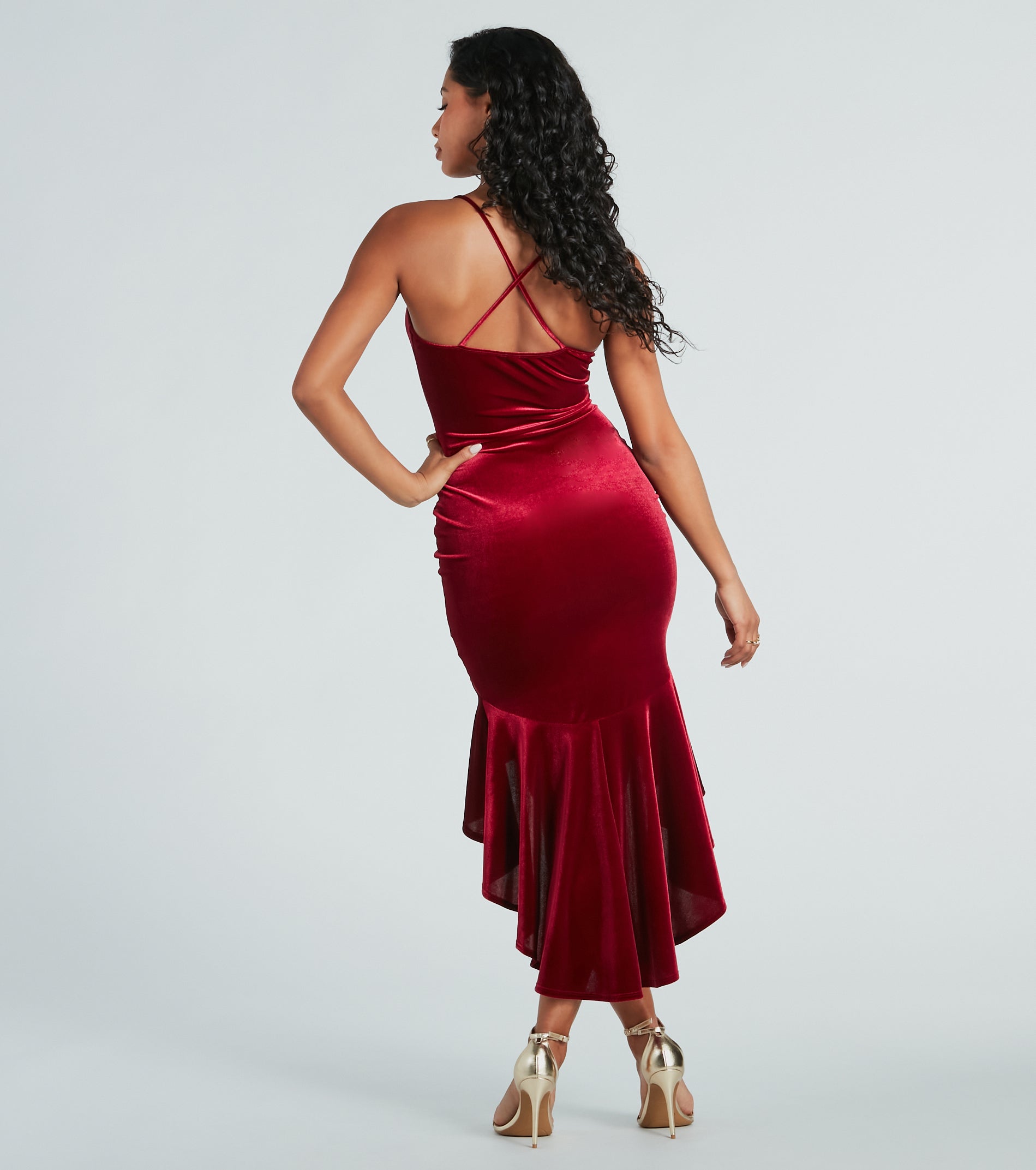 Feeling Sultry Velvet Mermaid Midi Dress - Image 2