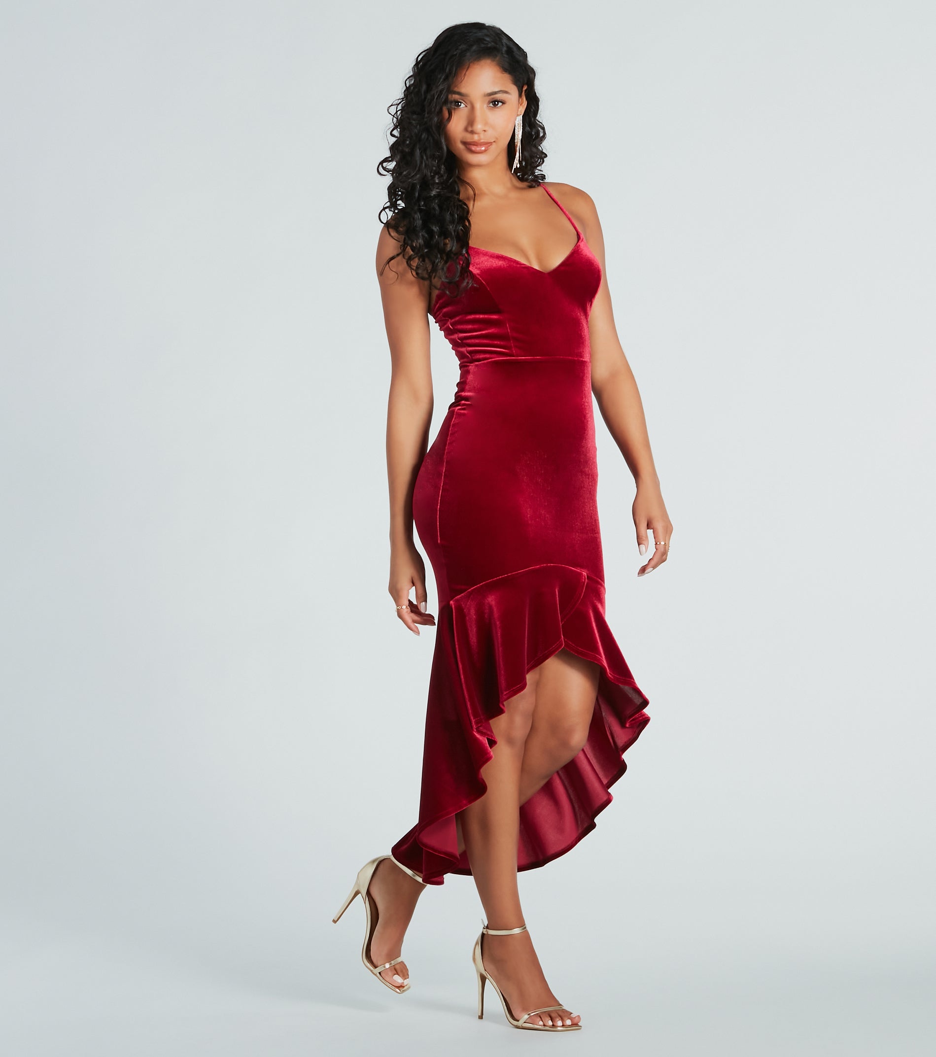 Feeling Sultry Velvet Mermaid Midi Dress - Image 3