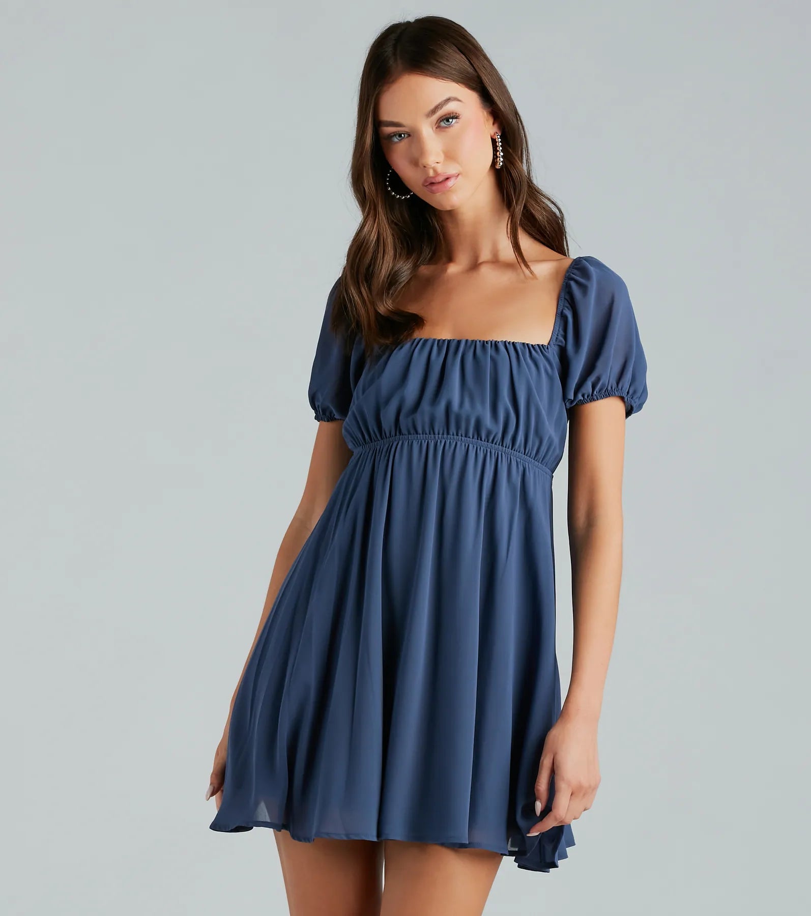 Spring Forward Chiffon Puff Sleeve Skater Dress - Image 5