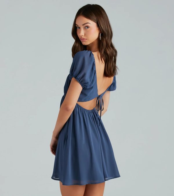 Spring Forward Chiffon Puff Sleeve Skater Dress - Image 6