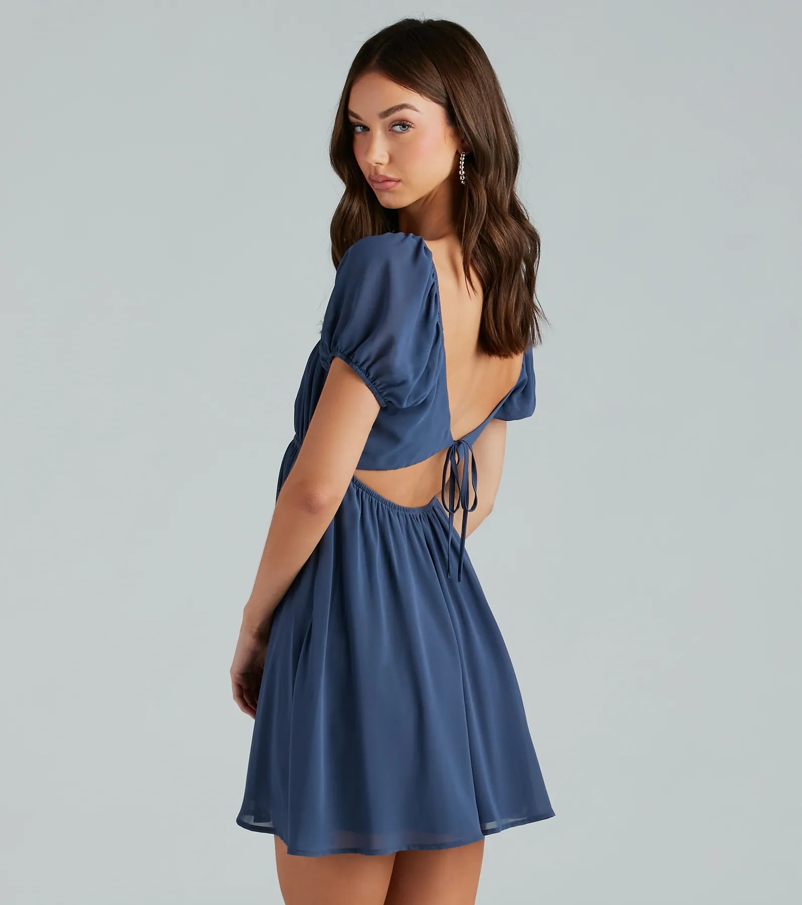 Spring Forward Chiffon Puff Sleeve Skater Dress - Image 6