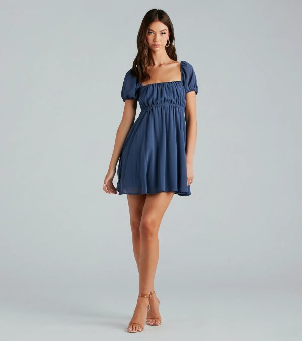 Spring Forward Chiffon Puff Sleeve Skater Dress - Image 7