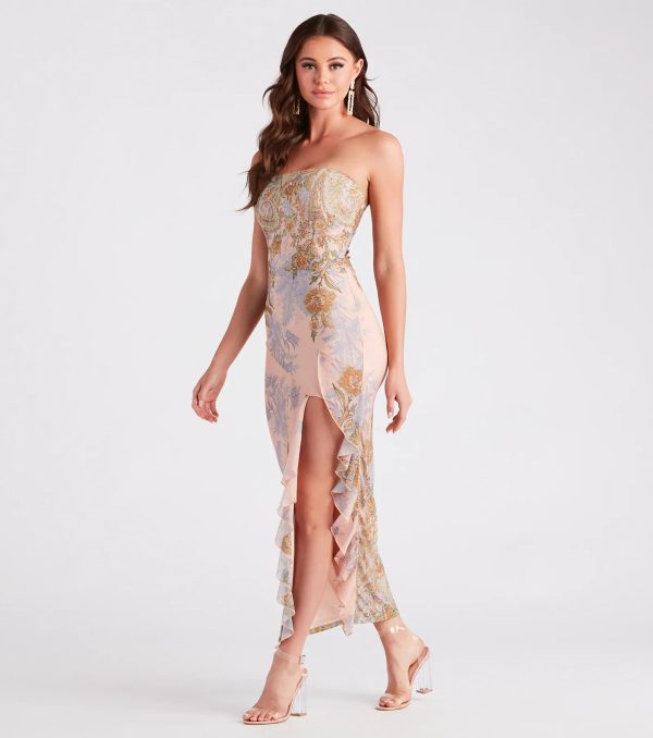 Effortlessly Ethereal Floral Mesh Maxi Dress - Image 5