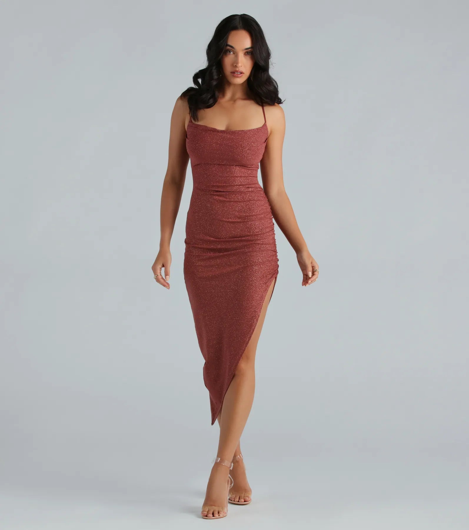 Shimmering Beauty Glitter Knit Midi Dress - Image 9
