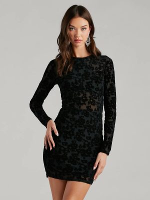 Late Night Vibes Velvet Flocked Mini Dress