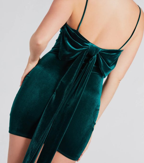 My Moment Bow Back Velvet Mini Dress - Image 2