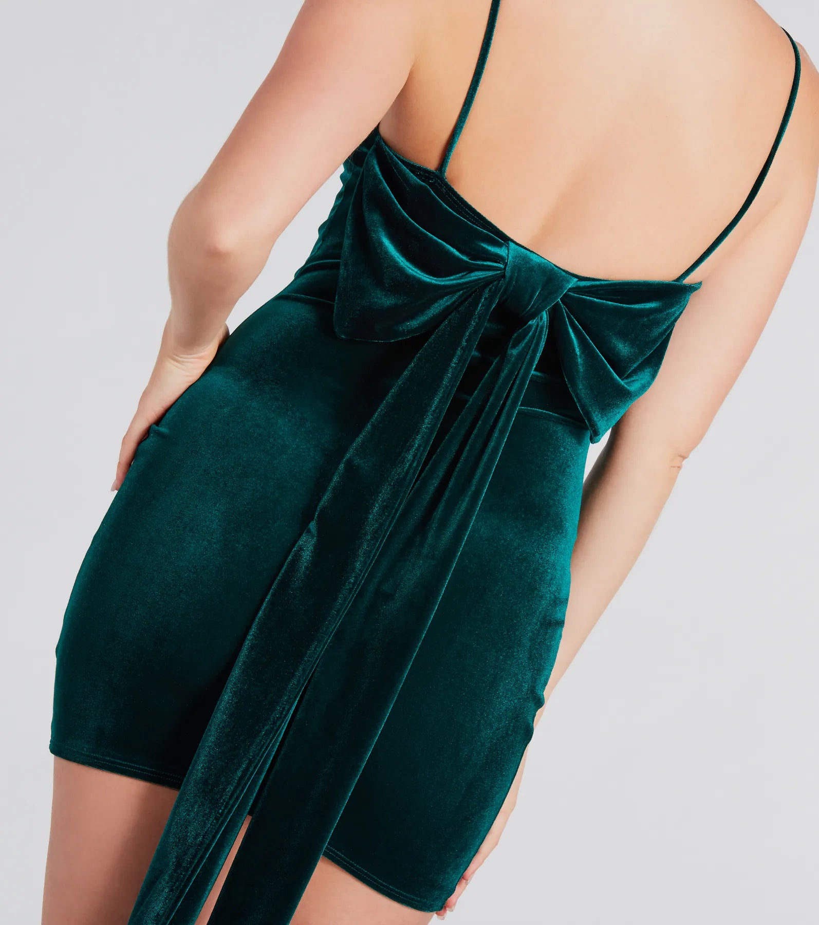 My Moment Bow Back Velvet Mini Dress - Image 2