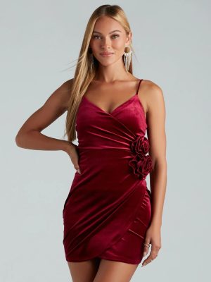 Elevated Romance Rosette Velvet Mini Dress