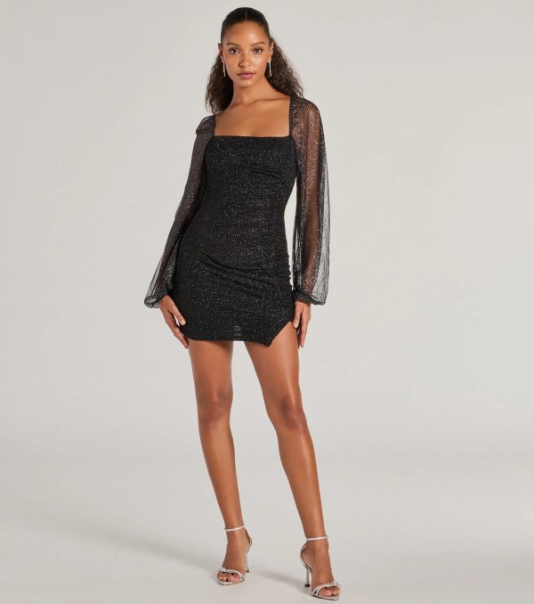 Shimmer Season Long Sleeve Glitter Mini Dress - Image 3