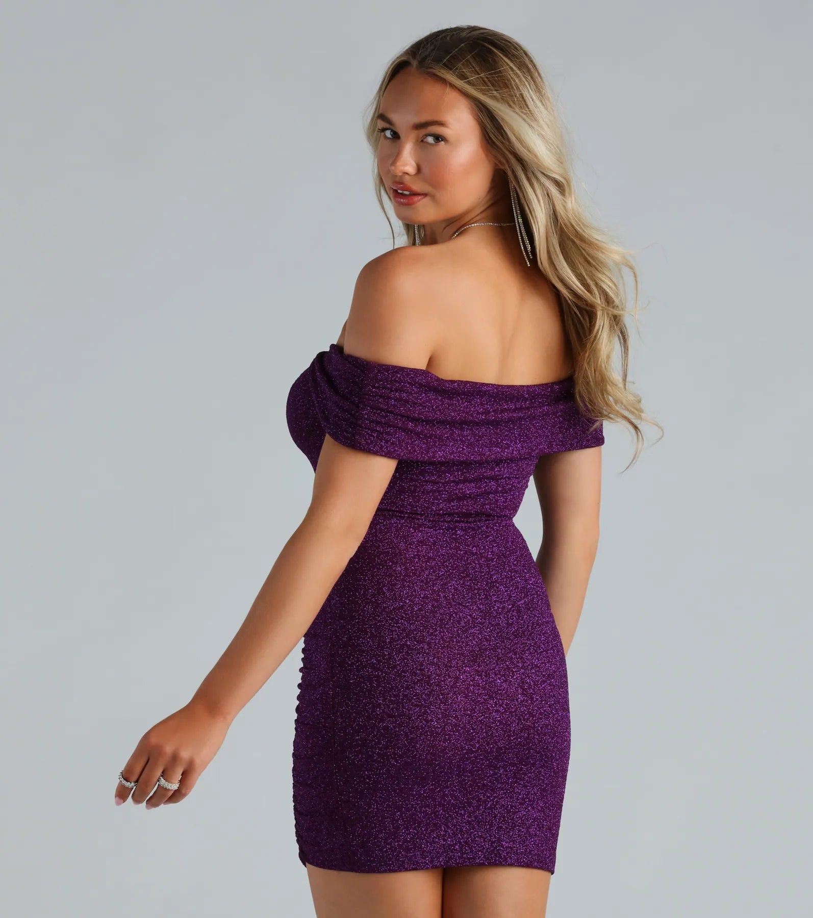 Feeling Sparkly Glitter Off The Shoulder Dress - Image 2