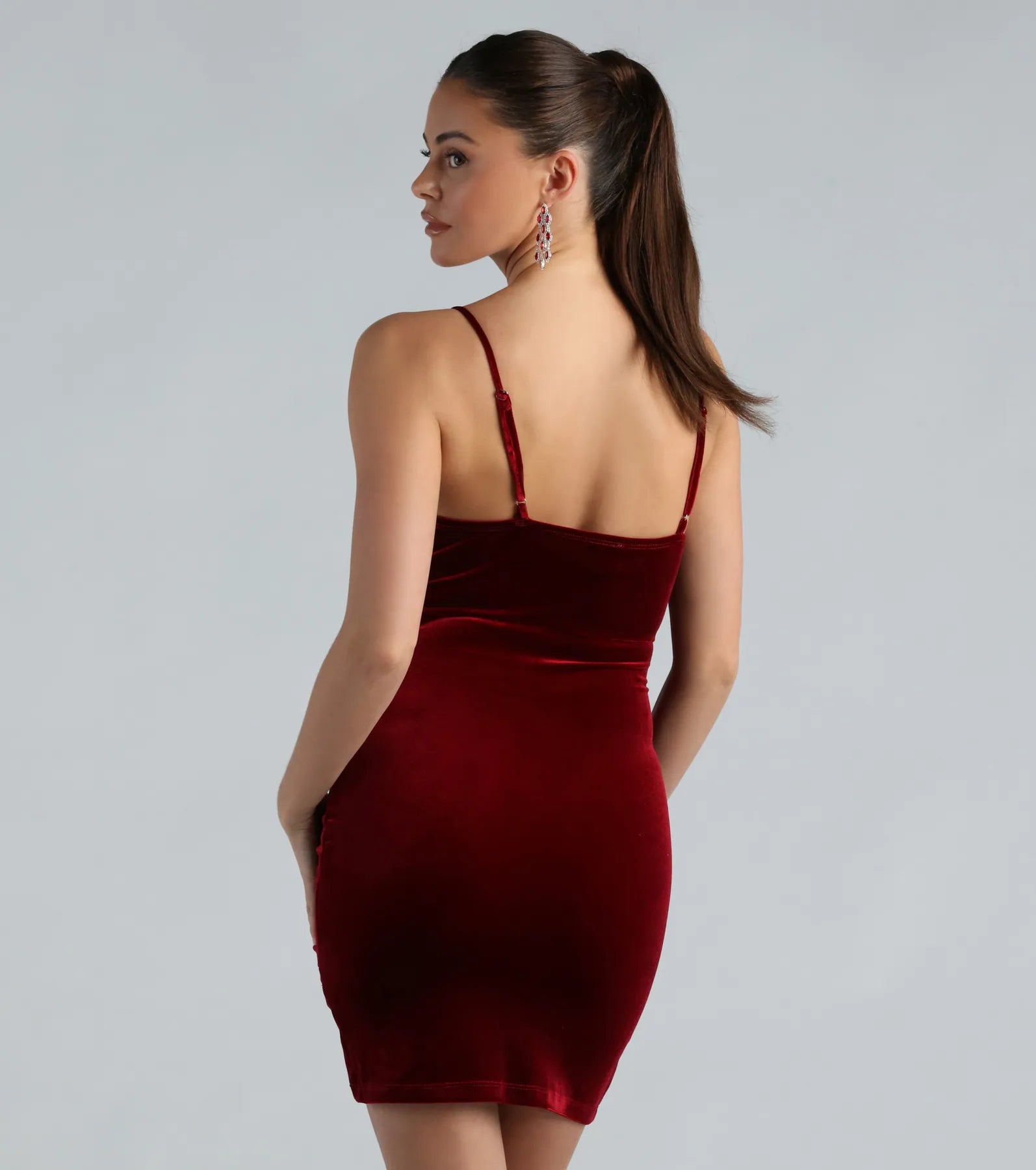 One More Night Velvet Surplice Mini Dress - Image 2