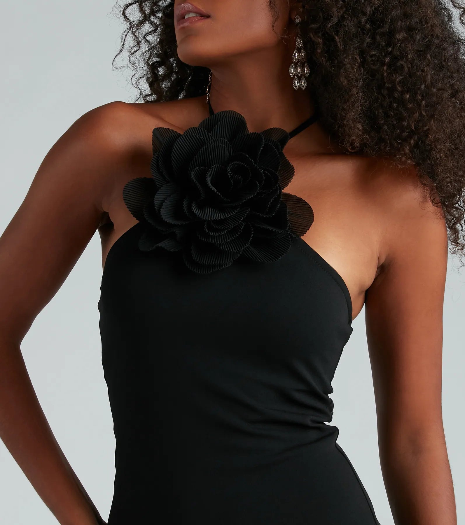 Oh-So-Chic Rosette Halter Mini Dress - Image 4