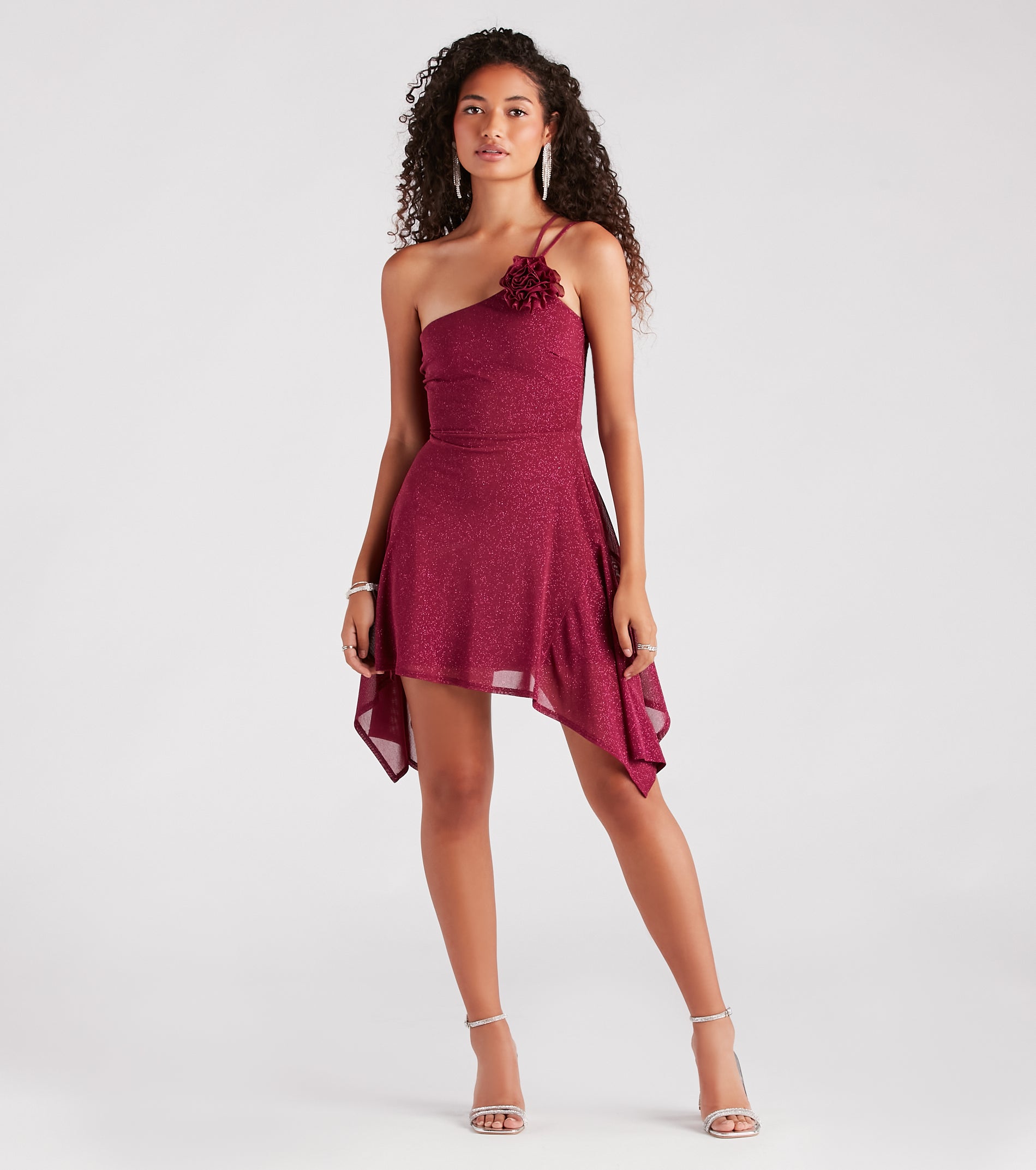 Glam Goals Rosette Accent Glitter Skater Dress - Image 3