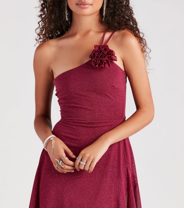 Glam Goals Rosette Accent Glitter Skater Dress - Image 4