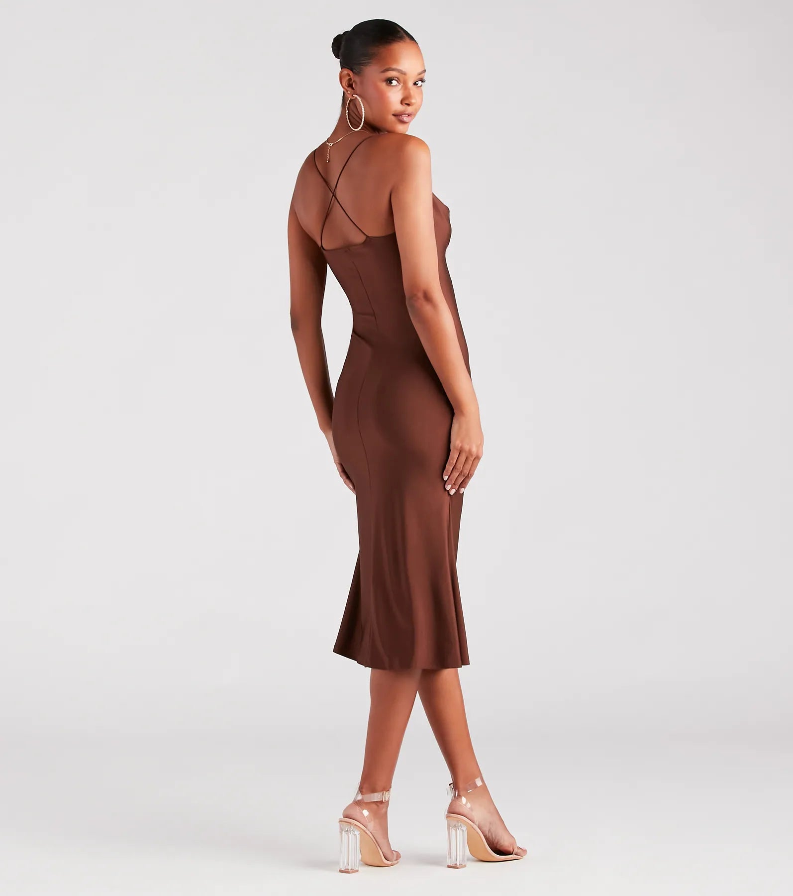 Flatter Me Satin-Knit Midi Dress - Image 6