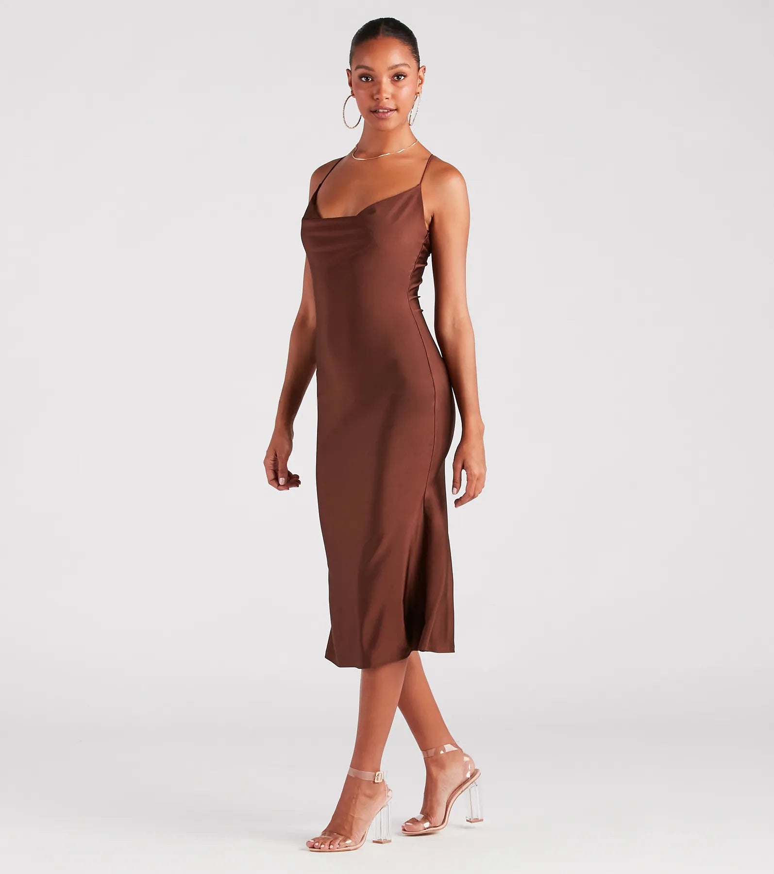 Flatter Me Satin-Knit Midi Dress - Image 7