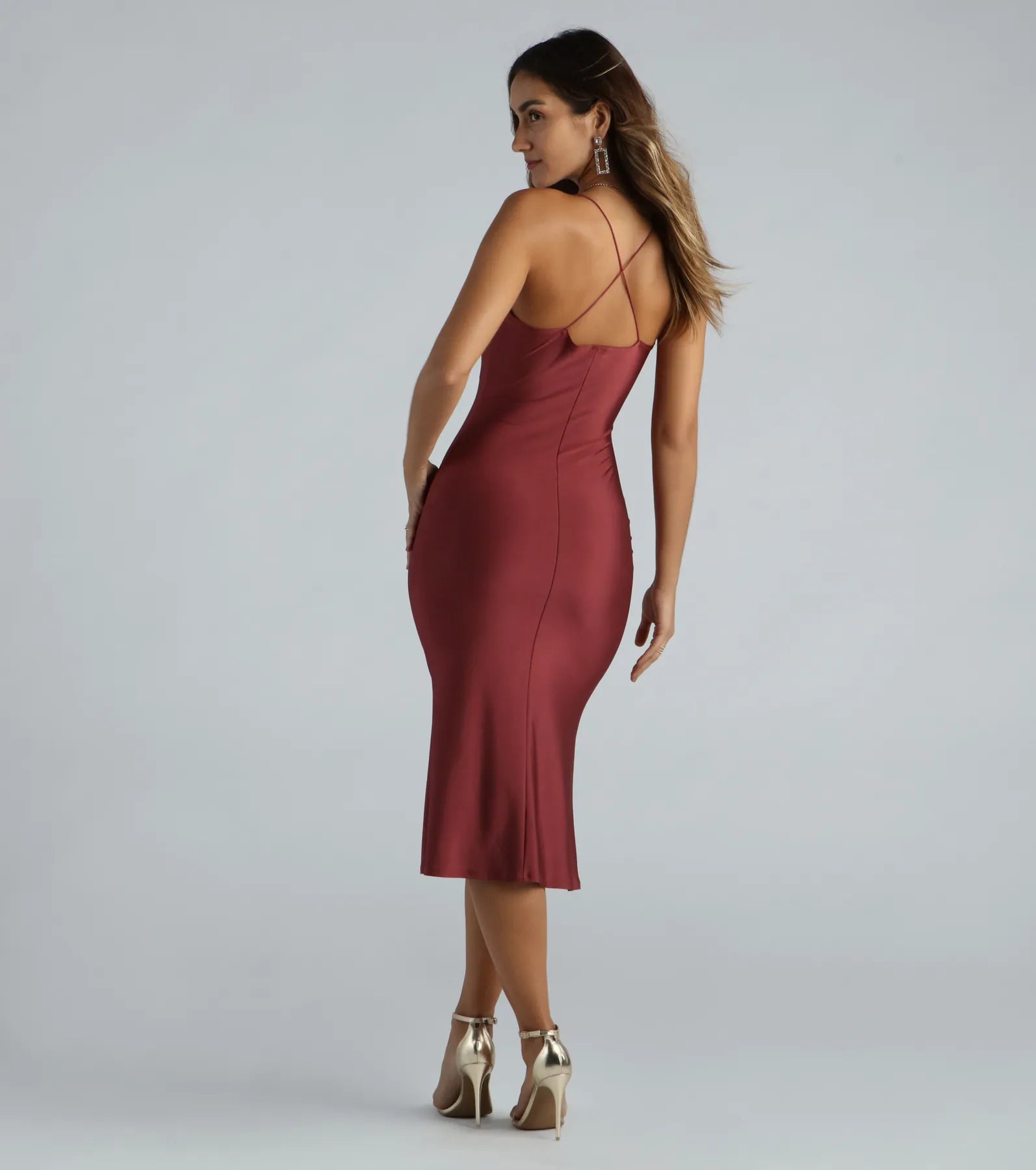 Flatter Me Satin-Knit Midi Dress - Image 10