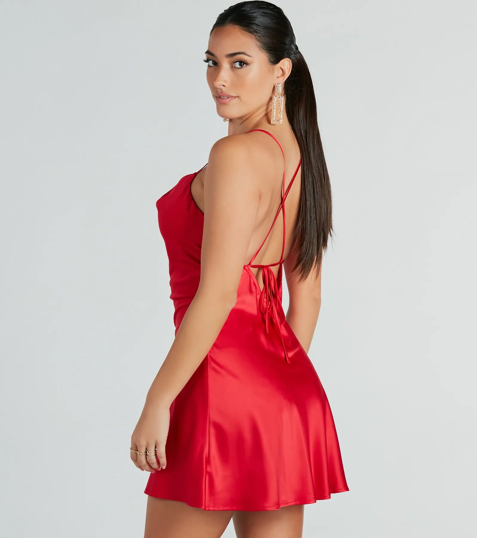 Alluring Romance Satin A-Line Mini Dress - Image 2