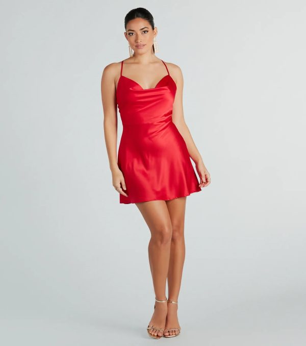 Alluring Romance Satin A-Line Mini Dress - Image 3