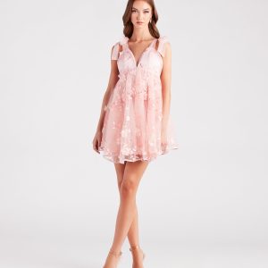 Time To Twirl Floral Tulle Babydoll Dress