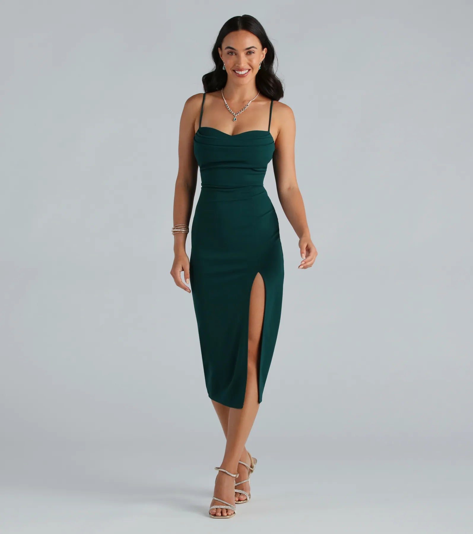 Shape Of You Crepe Cowl Midi Dress - Image 11