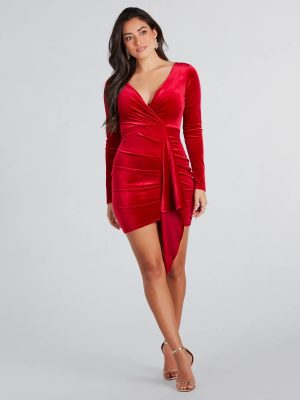 Chic Appeal Velvet Long Sleeve Mini Dress