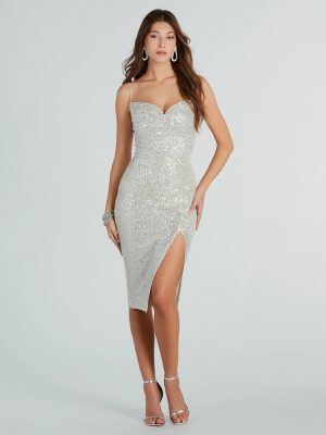Dazzling Night Sequin Cowl Midi Dress