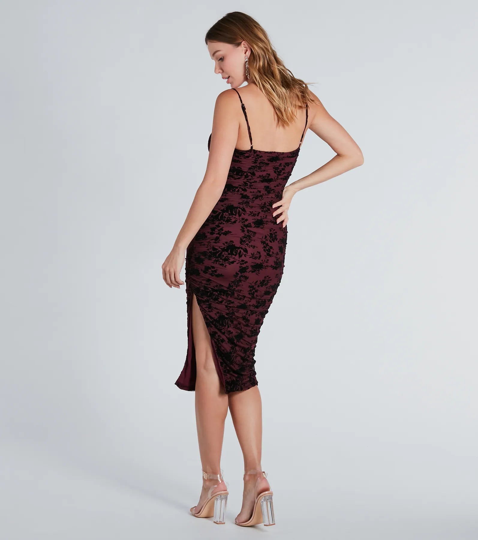 Date Night Chic Velvet Burnout Midi Dress - Image 2