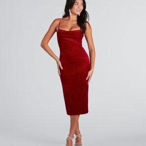 All Is Merry Velvet Glitter Midi Dress