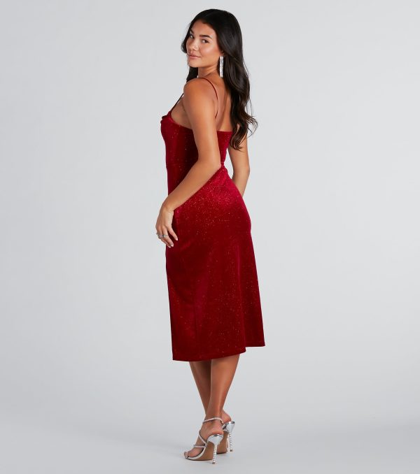 All Is Merry Velvet Glitter Midi Dress - Image 2