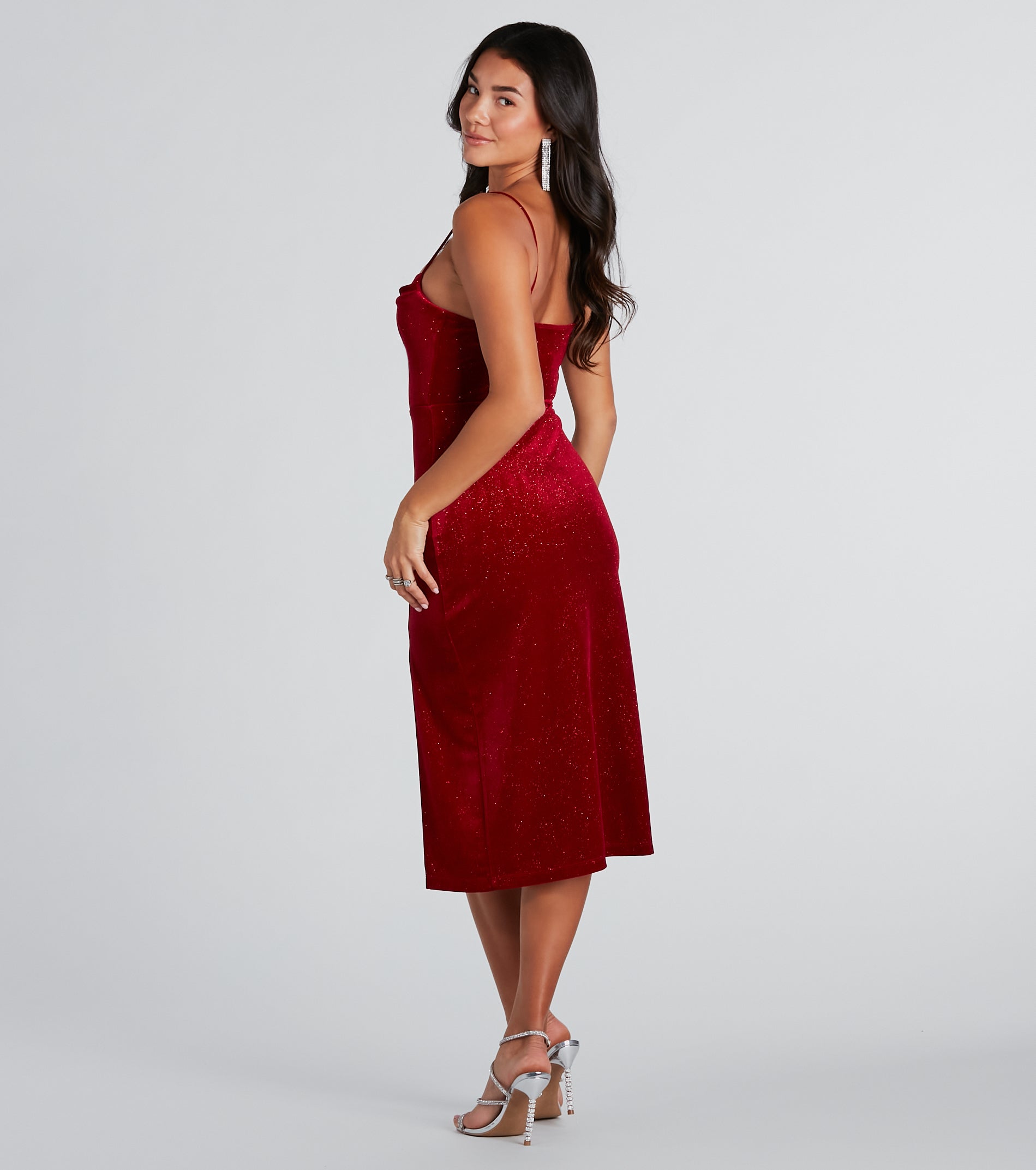 All Is Merry Velvet Glitter Midi Dress - Image 2
