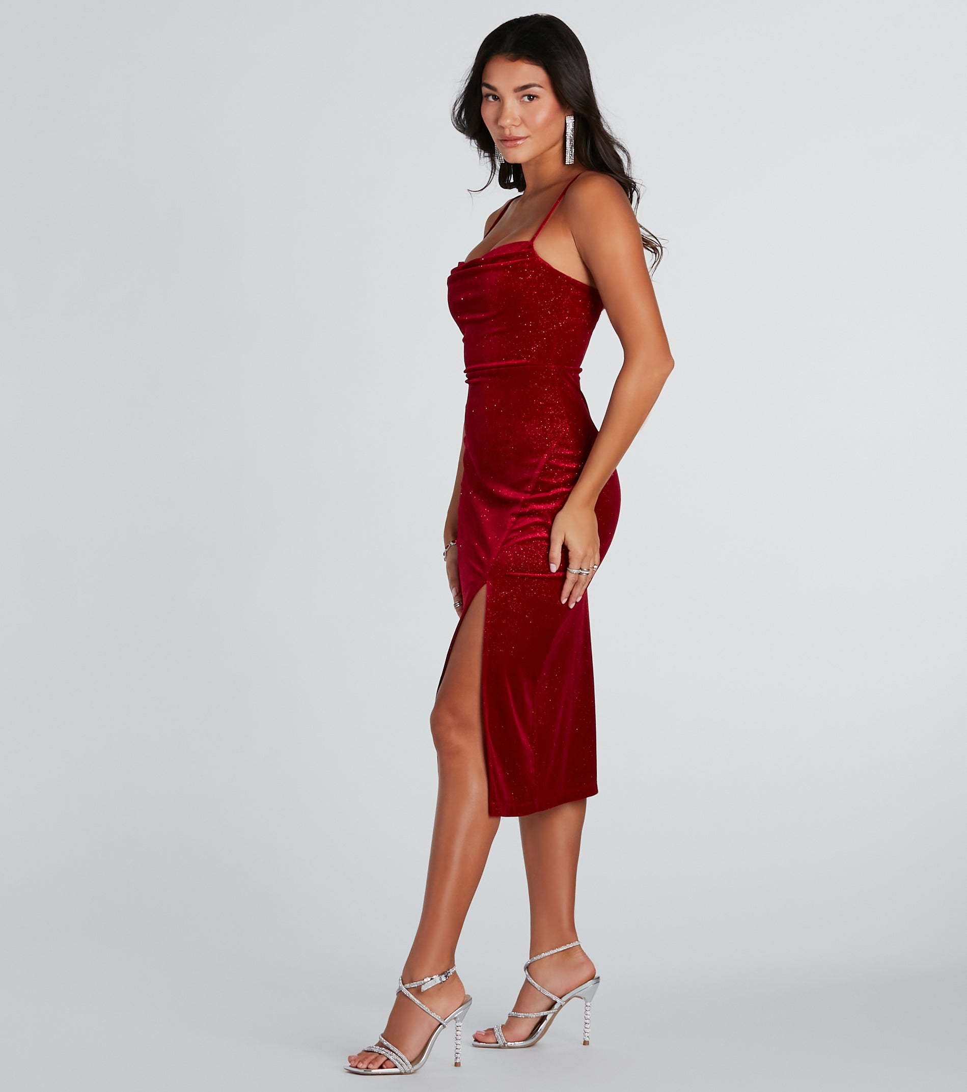 All Is Merry Velvet Glitter Midi Dress - Image 5