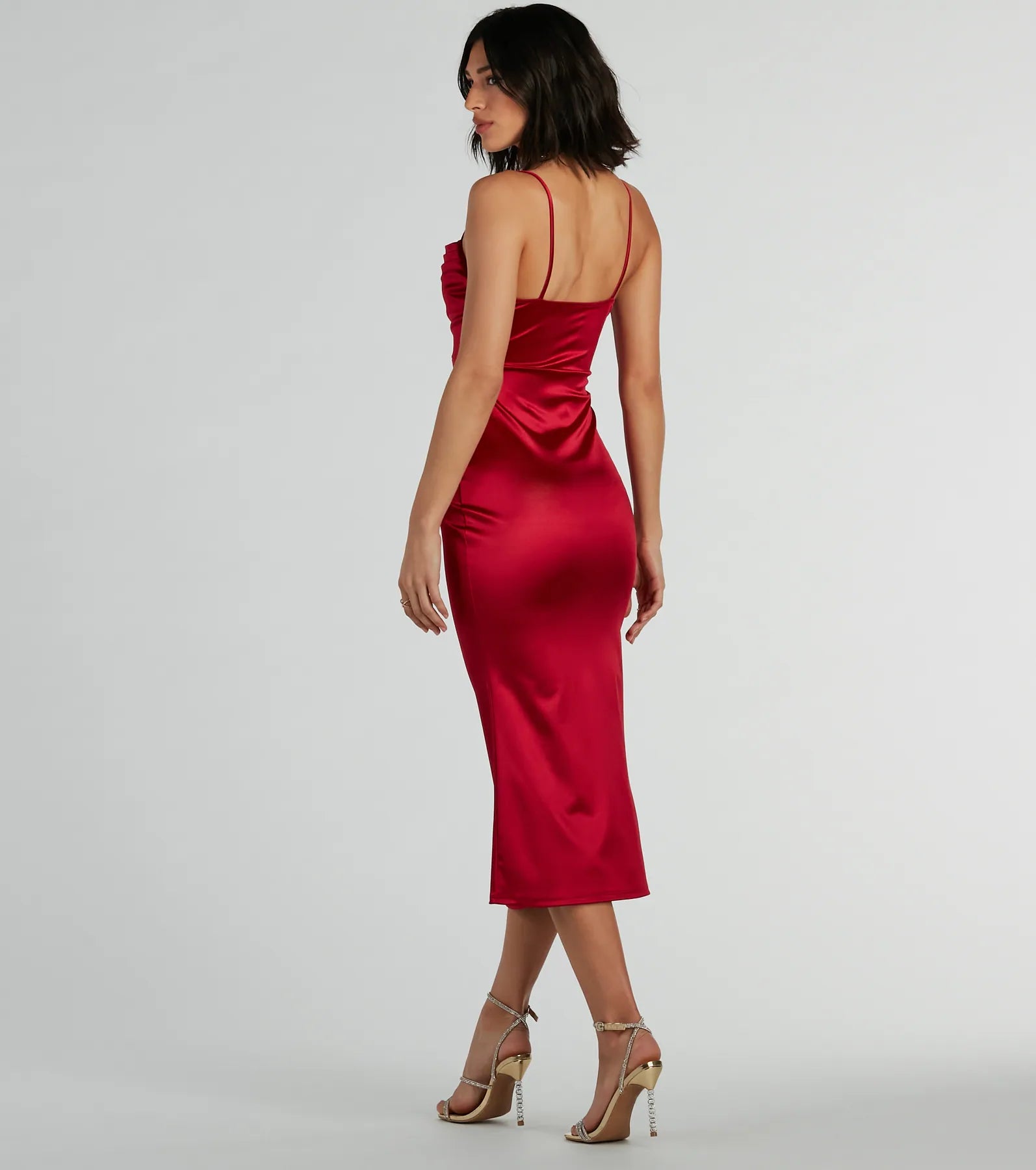 Feeling Luxurious A-Line Satin Midi Dress - Image 2