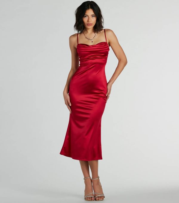 Feeling Luxurious A-Line Satin Midi Dress - Image 4