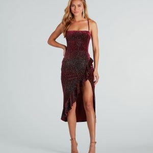 Time For Glitz Glitter Velvet Midi Dress