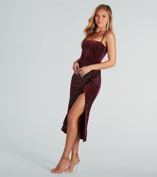 Time For Glitz Glitter Velvet Midi Dress - Image 3