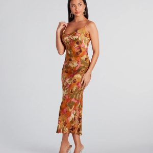 Simply Fine In Floral A-Line Midi Dress