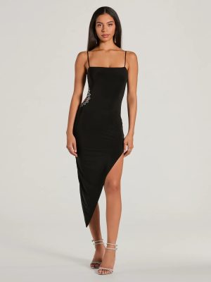 Ignite The Night Rhinestone Cutout Midi Dress