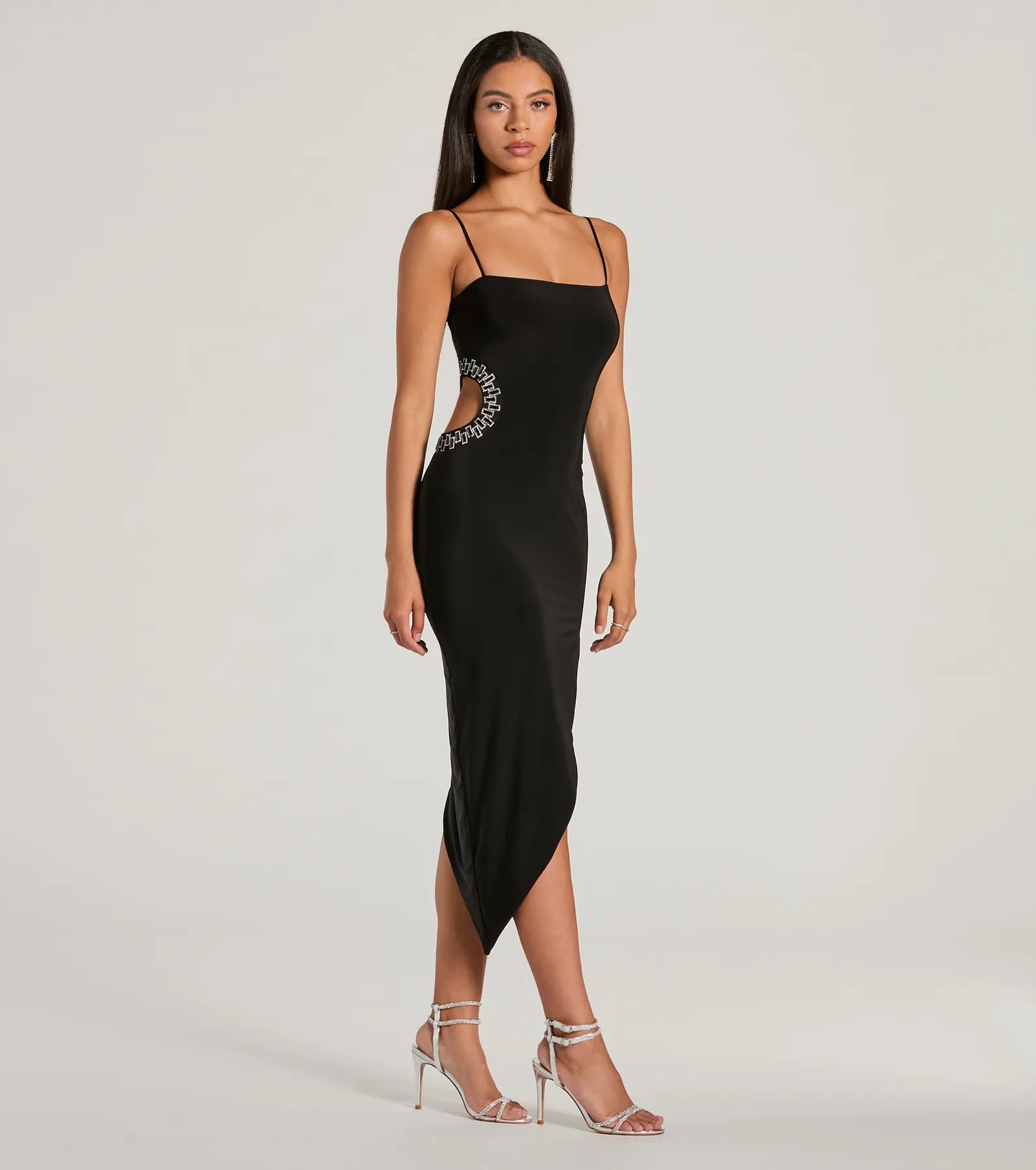 Ignite The Night Rhinestone Cutout Midi Dress - Image 4