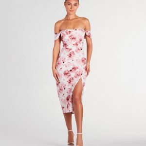 Enchanting Blooms Floral Linen Midi Dress